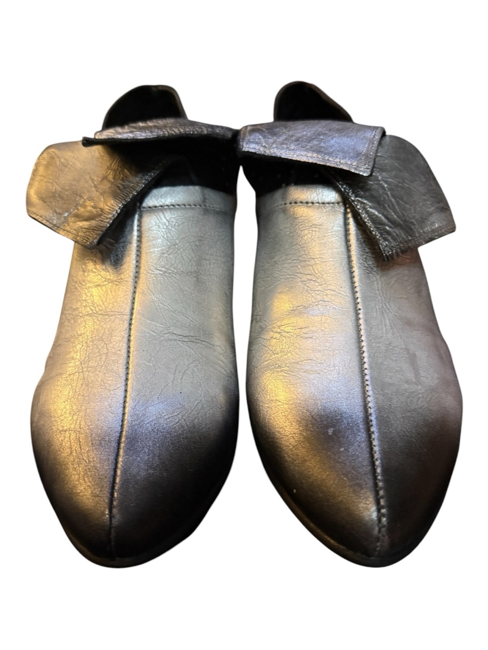 Papucei Karlina Black Silver Metallic Leather Ankle Shoes EU 42 US 11 NIB